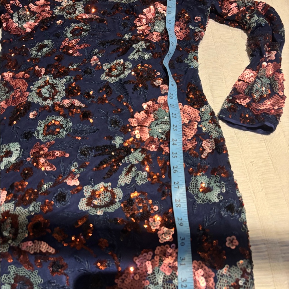 Anthropologie Floral Sequin Long Sleeve Mini Dress - Picture 11 of 16